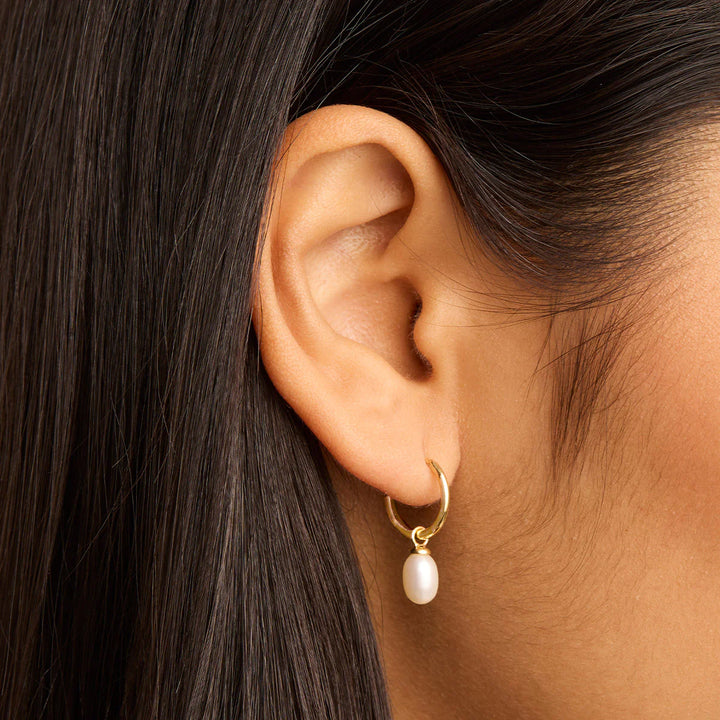 Live In Peace Pearl Hoop Earrings
