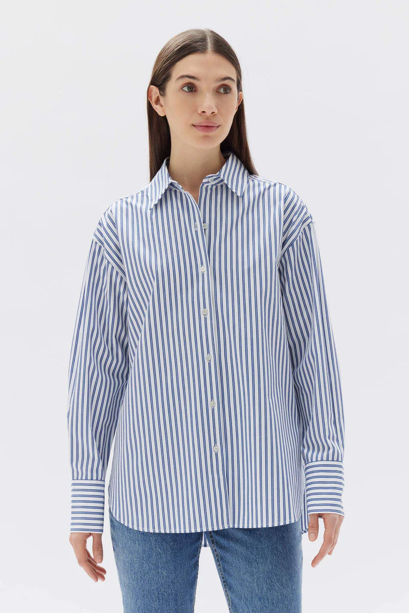 Marie Poplin Shirt - Royal Stripe