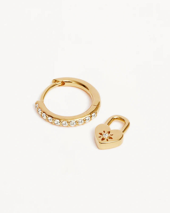 Love Unlocked Padlock Hoops - Gold