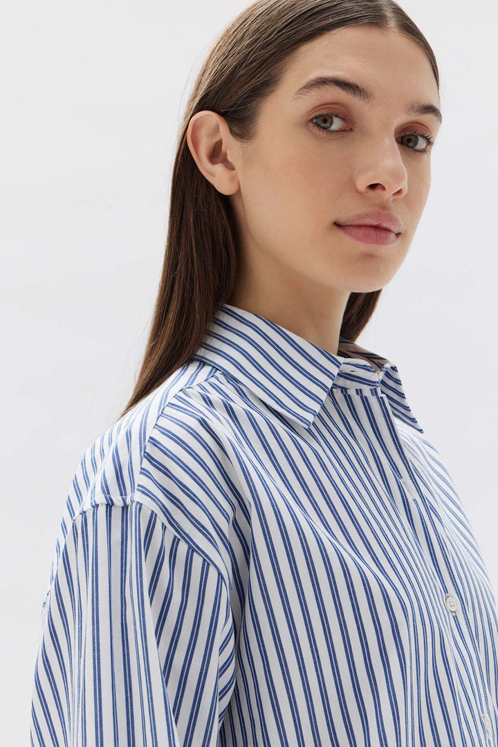Marie Poplin Shirt - Royal Stripe