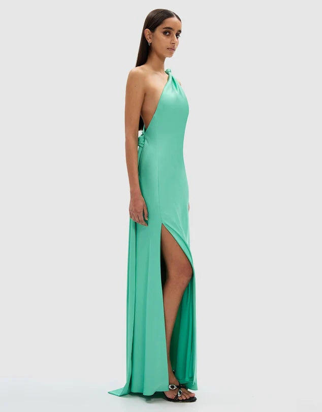 Julianna Satin Gown - Spearmint