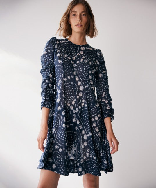 Kota Linen Dress - Blue/Print