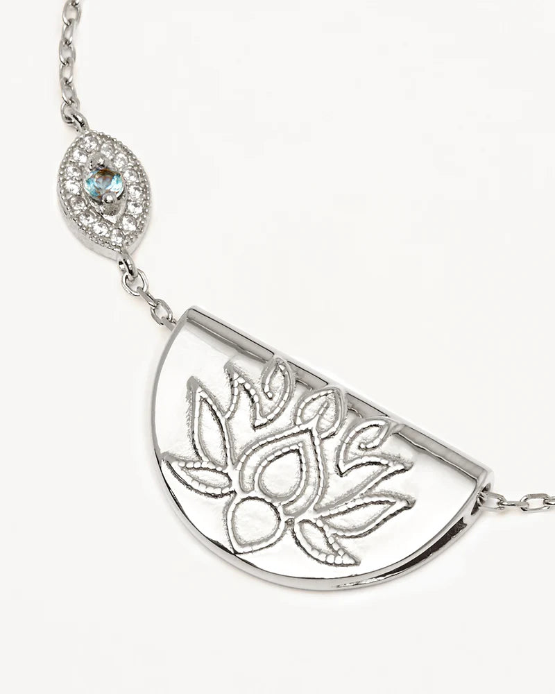 Eye of Peace Lotus Necklace - Sterling Silver