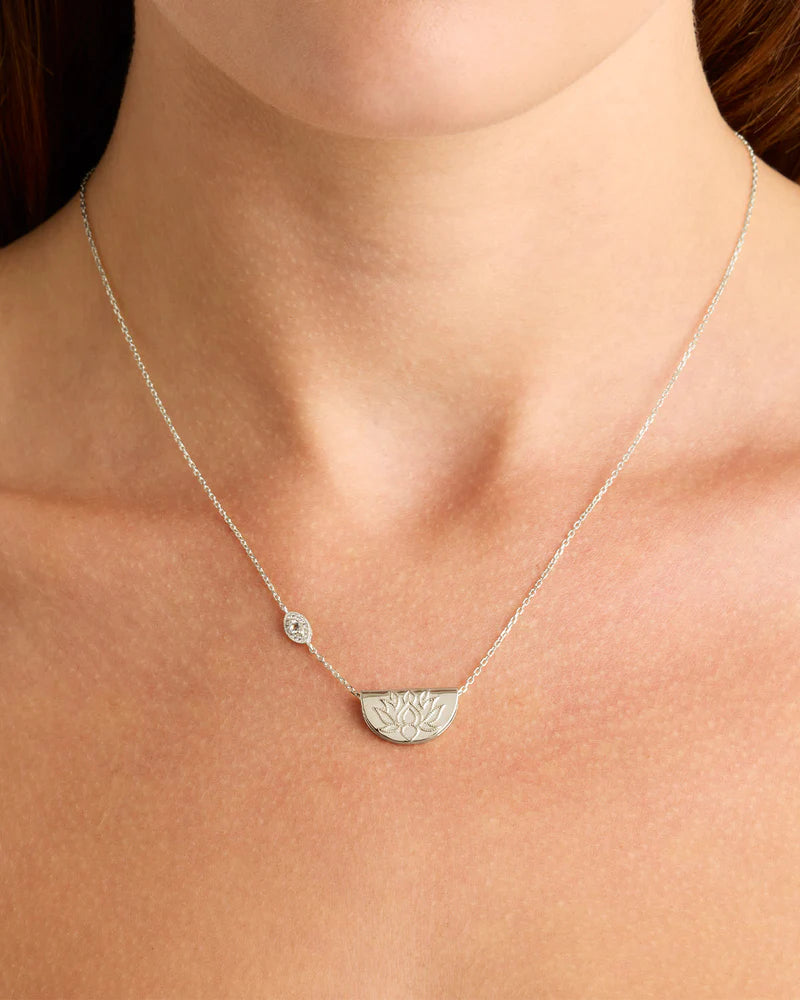 Eye of Peace Lotus Necklace - Sterling Silver