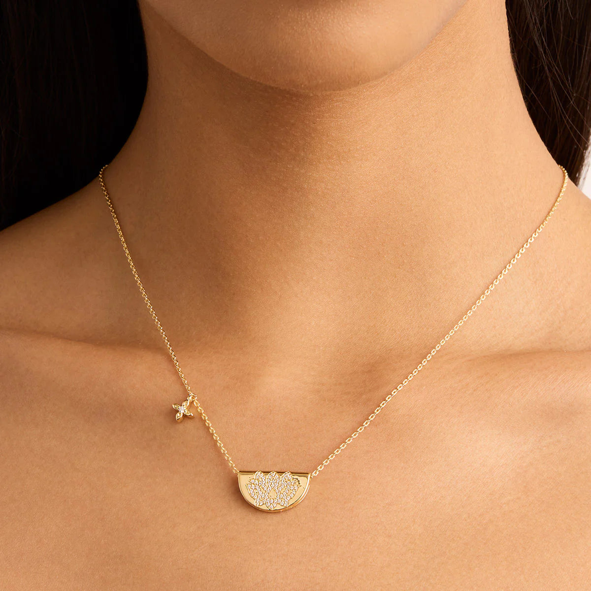 Live In Light Lotus Necklace Gold and Silver