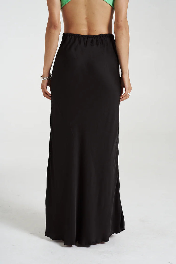 Maxi Bias Skirt - Midnight Black