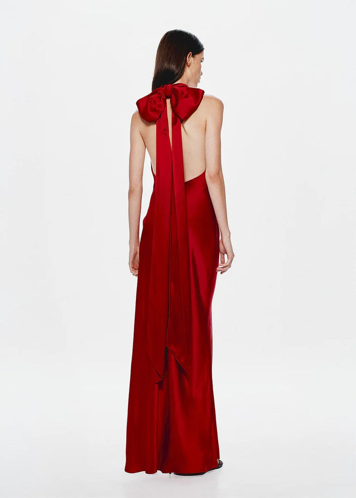 Evianna Satin Gown - Cherry