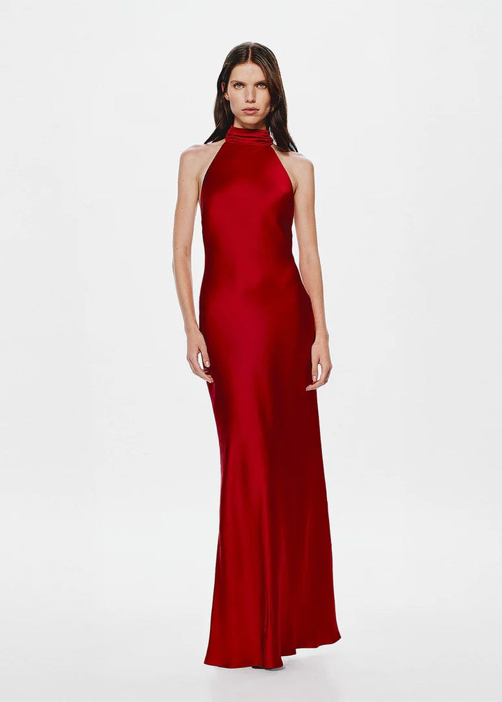 Evianna Satin Gown - Cherry
