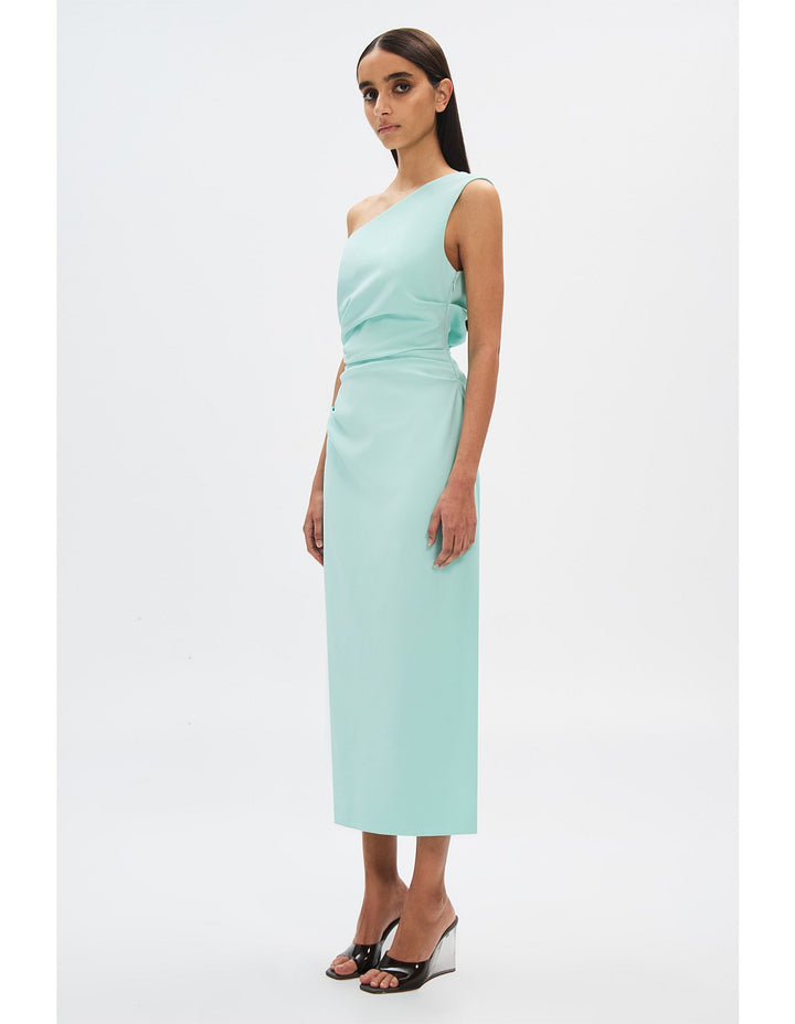 The Gaia Twill Midi Dress - Pale Aqua