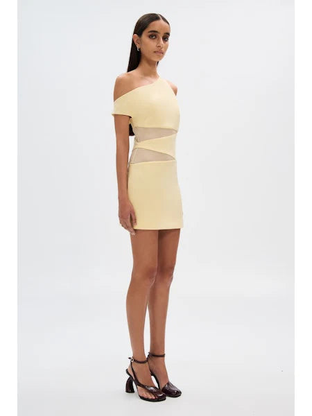 The Leni Twill Mini Dress - Butter