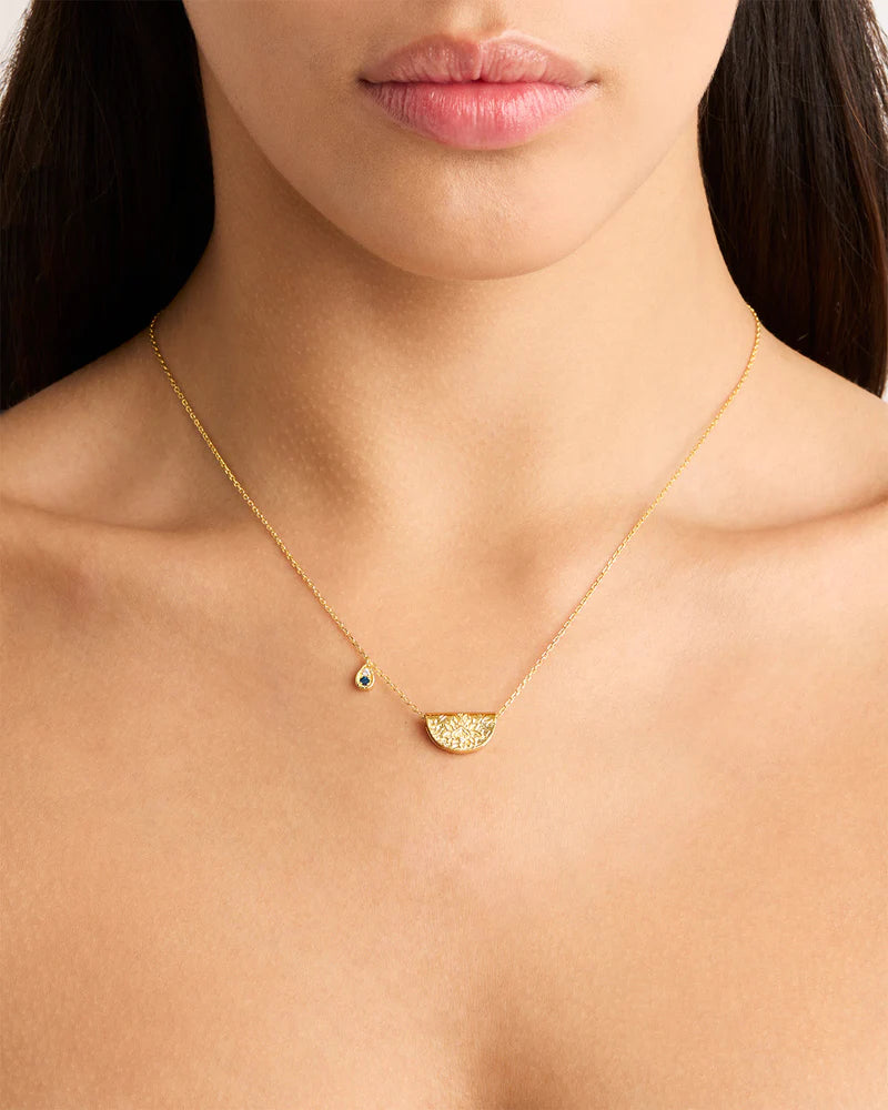 Lotus Birthstone Necklace - Blue Topaz / 18k Gold Vermeil