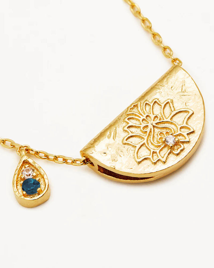 Lotus Birthstone Necklace - Blue Topaz / 18k Gold Vermeil