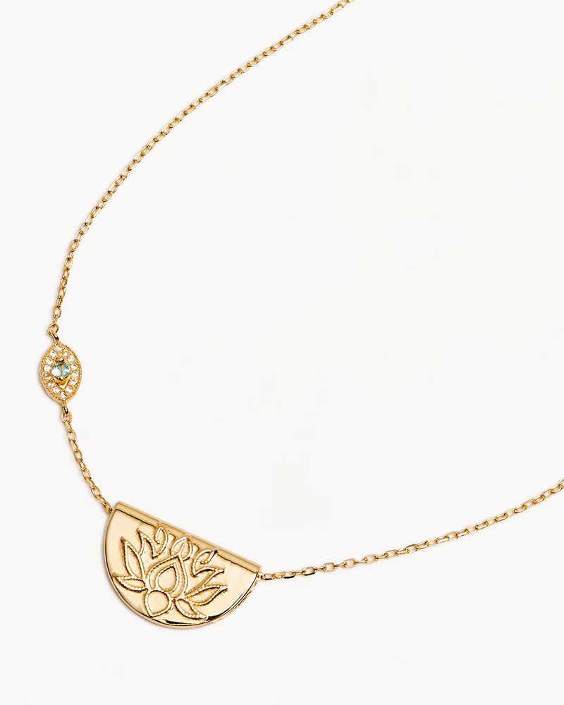 Eye of Peace Lotus Necklace - 18k Gold Vermeil