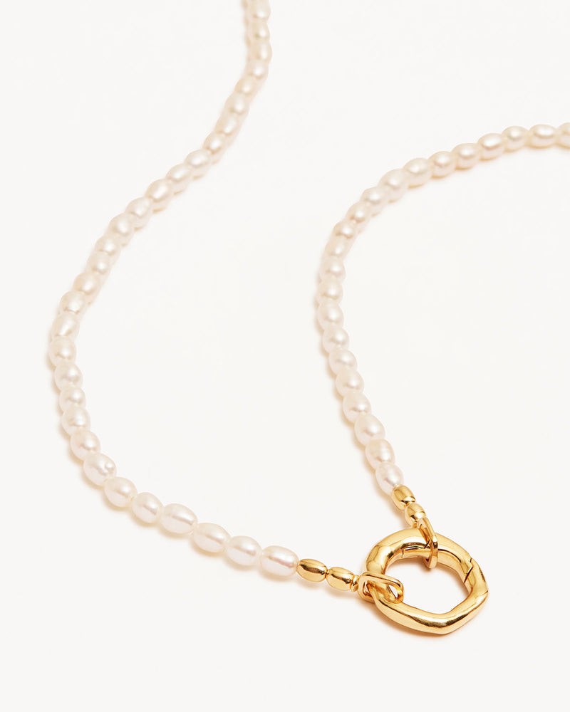 Horizon Annex Link Pearl Necklace - Gold