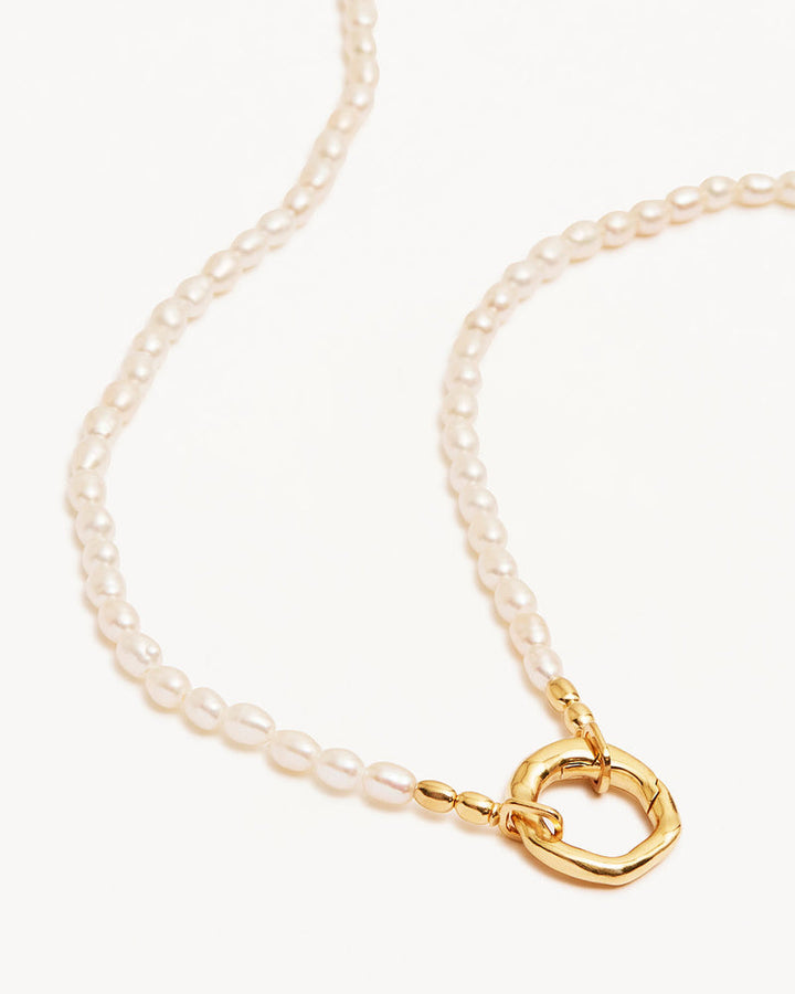 Horizon Annex Link Pearl Necklace - Gold