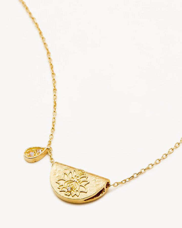 Lotus Necklace Moonstone - Gold