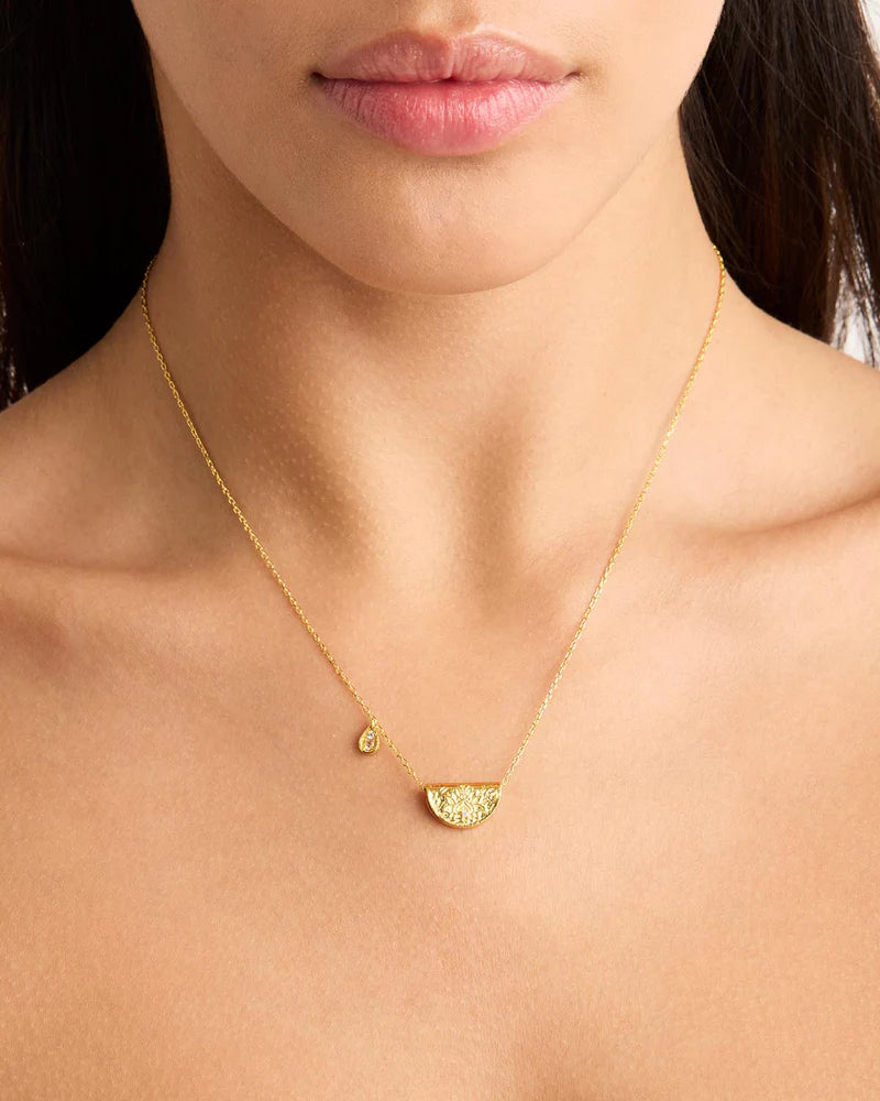 Lotus Necklace Moonstone - Gold