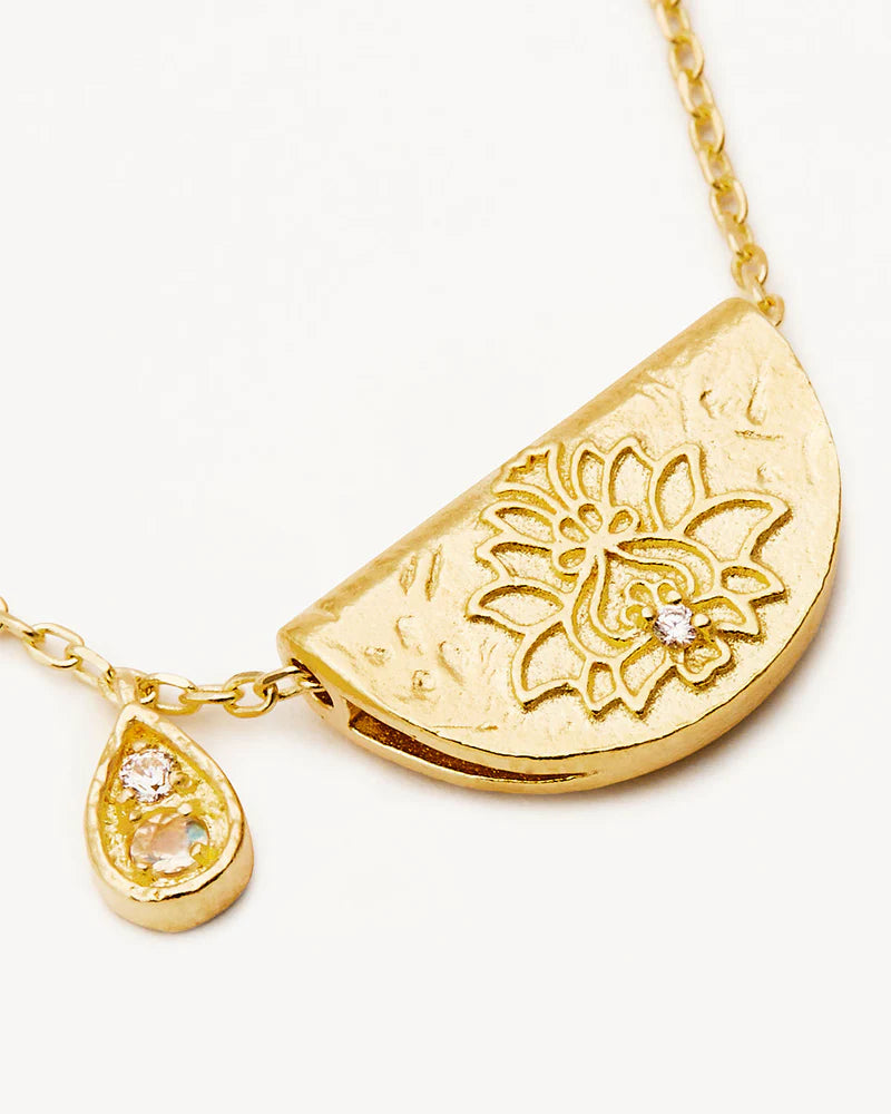 Lotus Necklace Moonstone - Gold