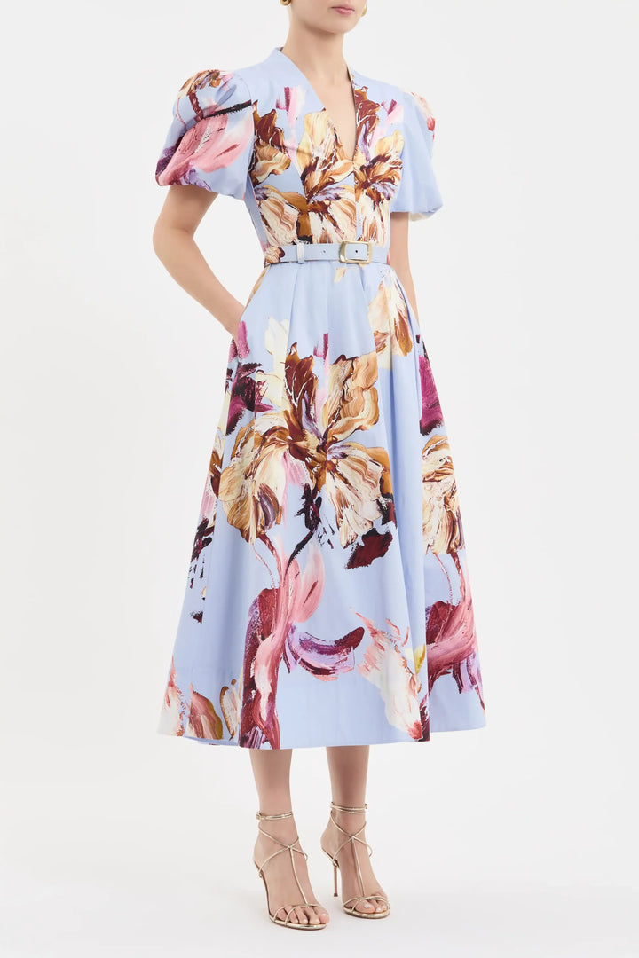 Fleur De Lis SS Midi Dress - Painted Floral