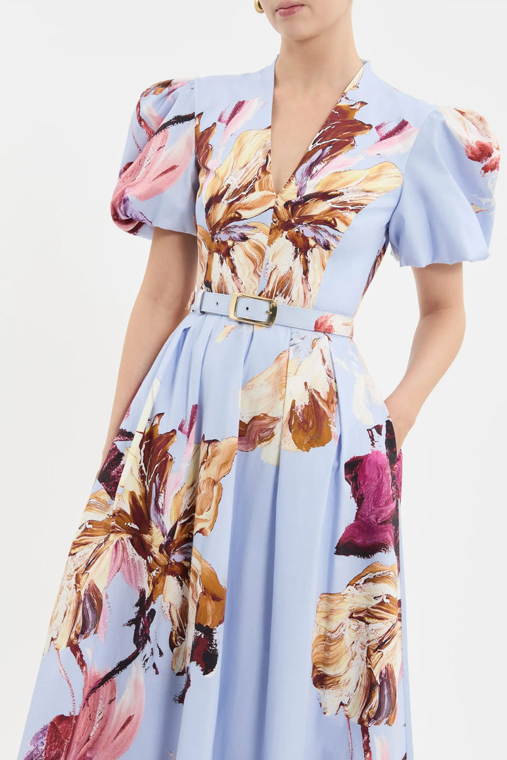Fleur De Lis SS Midi Dress - Painted Floral