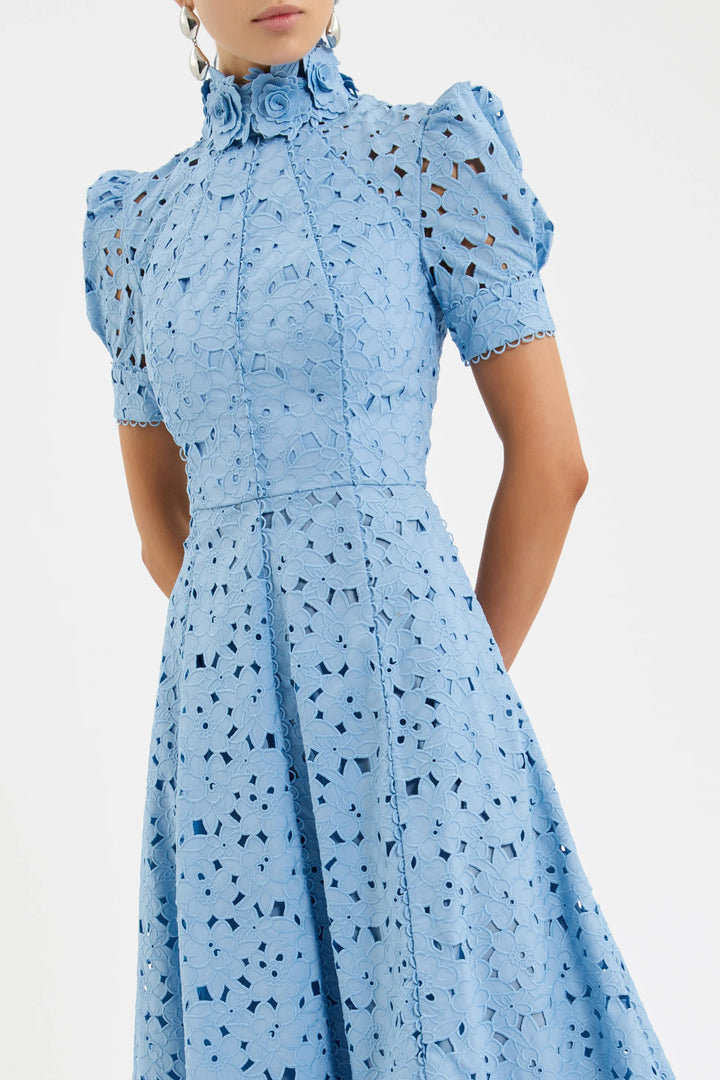 Kitsu Short Sleeve Midi Dress - Blue
