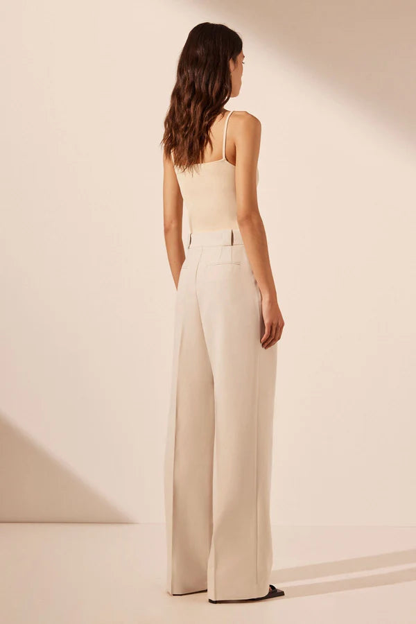 Irena High Waisted Tailored Pant - Bone
