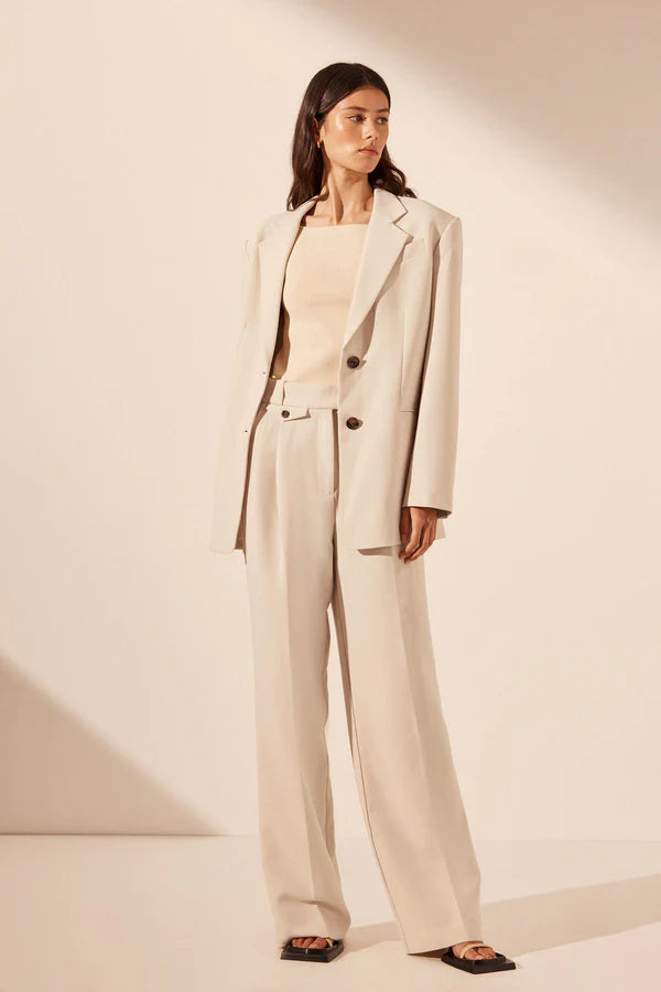 Irena High Waisted Tailored Pant - Bone