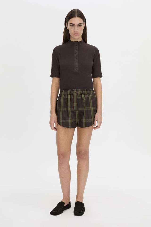 Aubrey Elbow Sleeve Top - Hickory