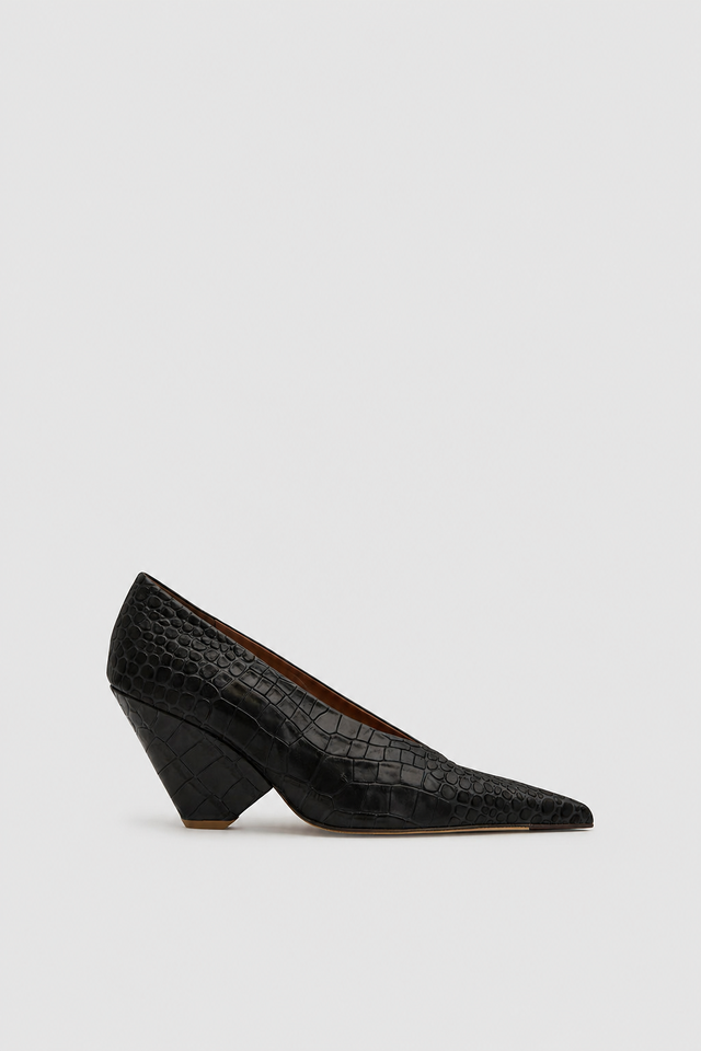 Rhys Croc Pump - Black
