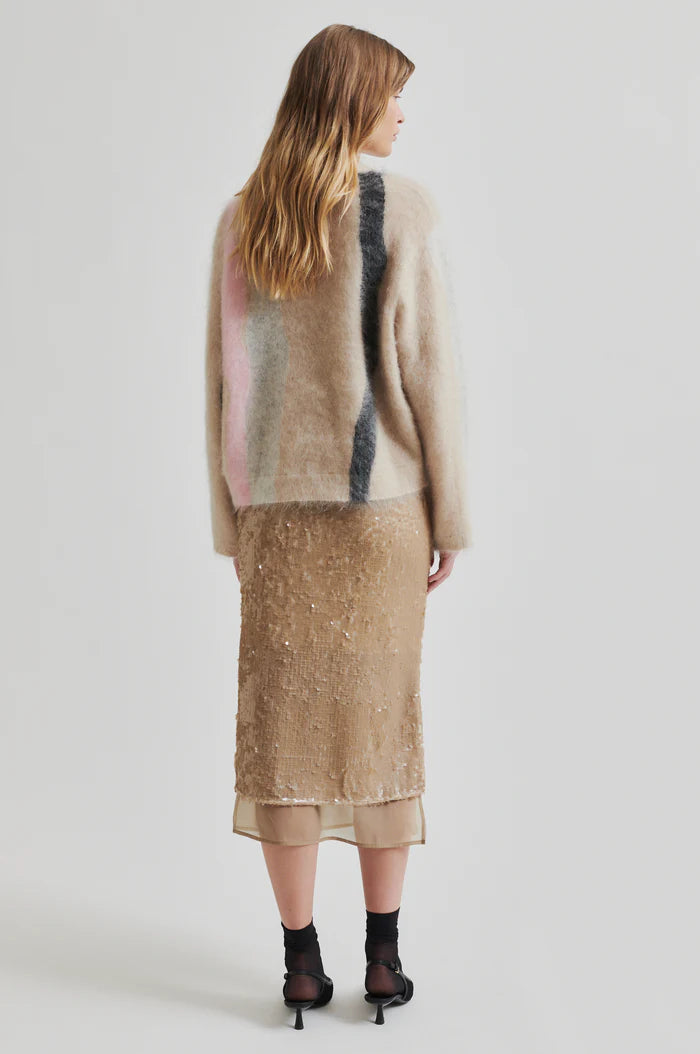 Marbel O-Neck Knit - Beige/Multi