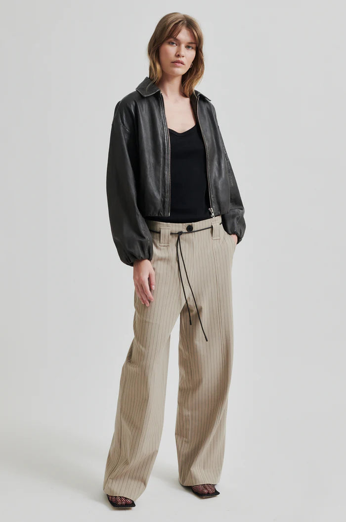 Lato Leather Bomber Jacket - Thunderstorm