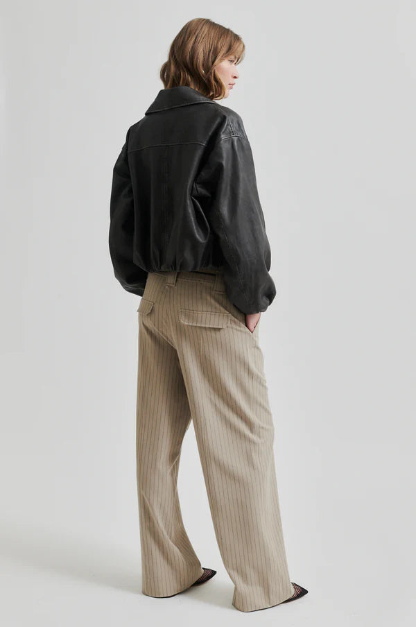 Lato Leather Bomber Jacket - Thunderstorm