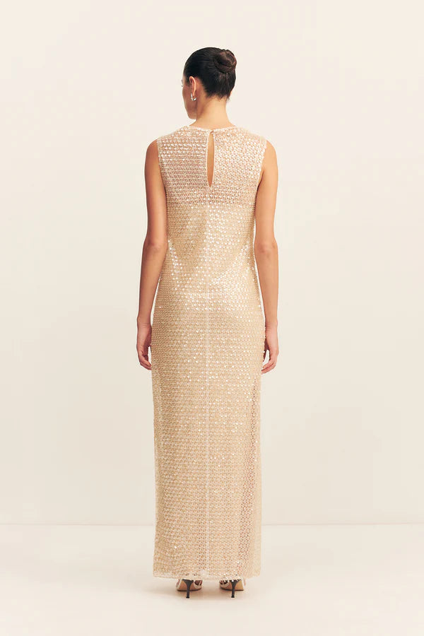Everly High Neck Maxi Dress - Macadamia
