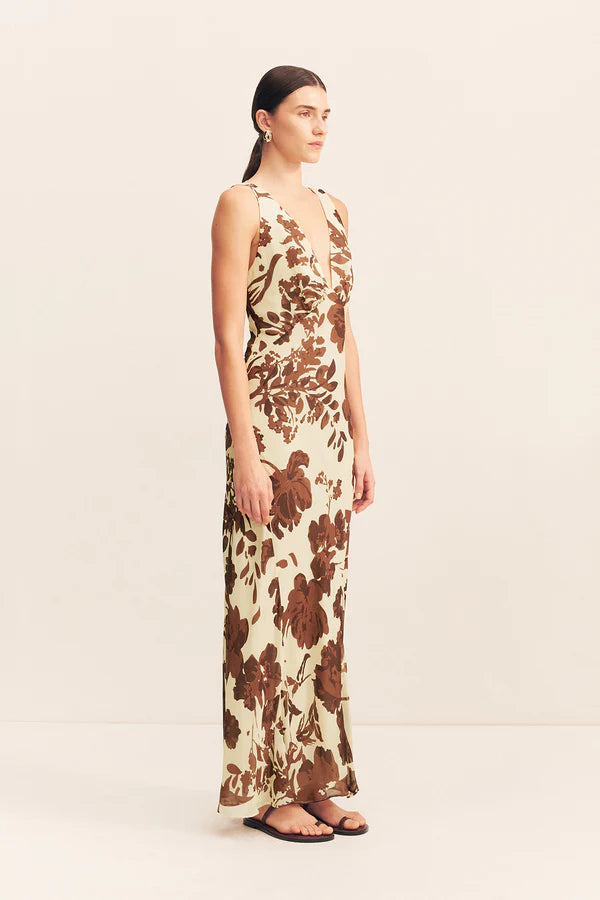 Noa Plunged Maxi Dress - Pineapple wallflower