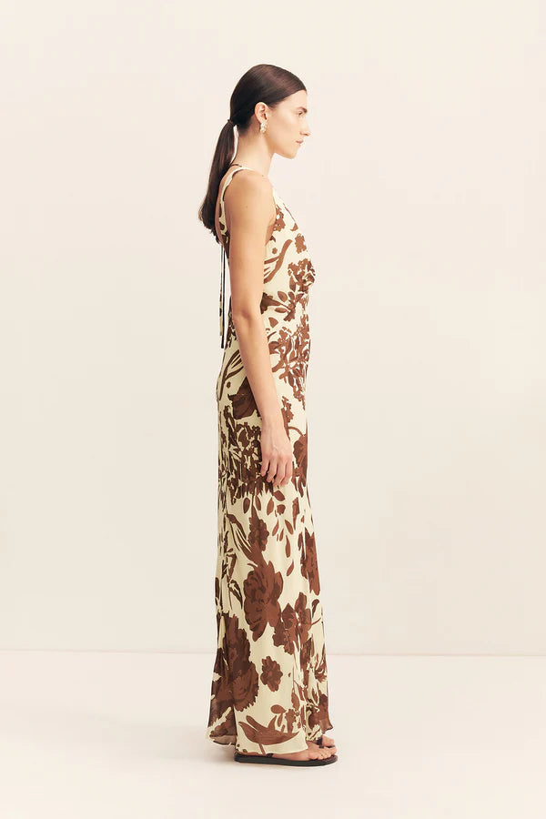 Noa Plunged Maxi Dress - Pineapple wallflower