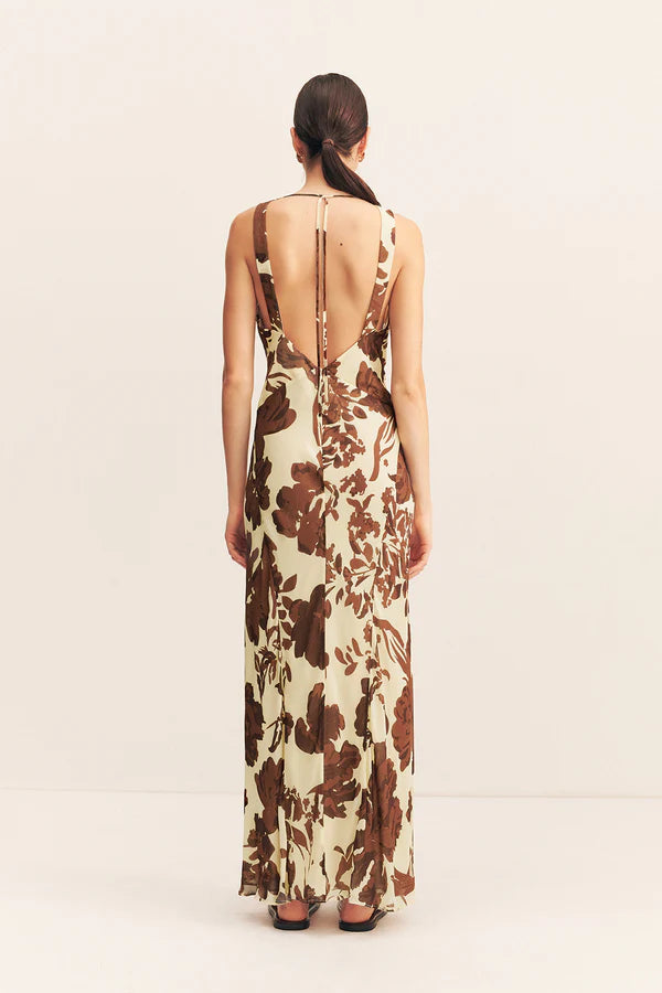 Noa Plunged Maxi Dress - Pineapple wallflower