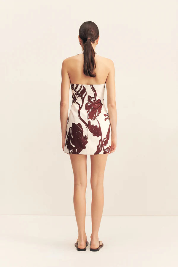 Emmett Halter Draped Mini Dress - Redwood Wallpaper