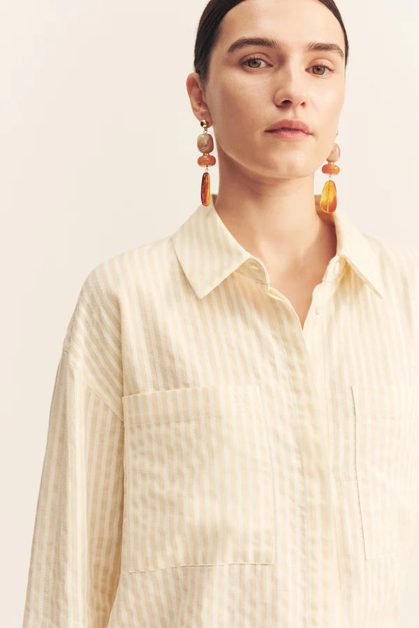 Elio Oversized Shirt - Buttercream Stripe