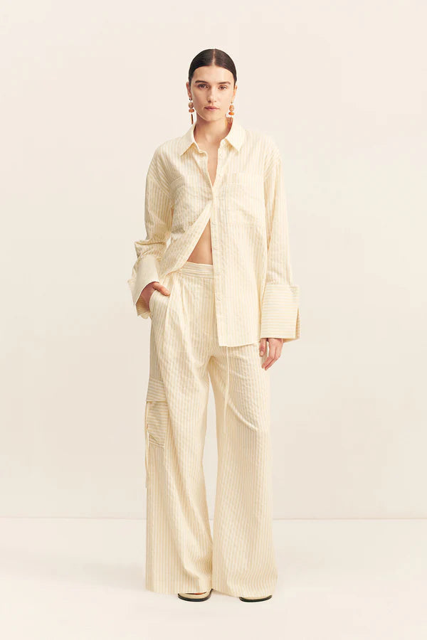 Elio Oversized Shirt - Buttercream Stripe