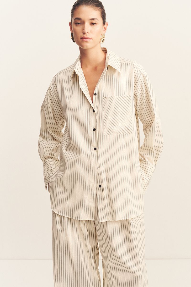 Hudson Shirt - Blanc Pinstripe