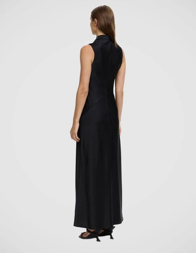 Daira Maxi Scarf Dress - Black