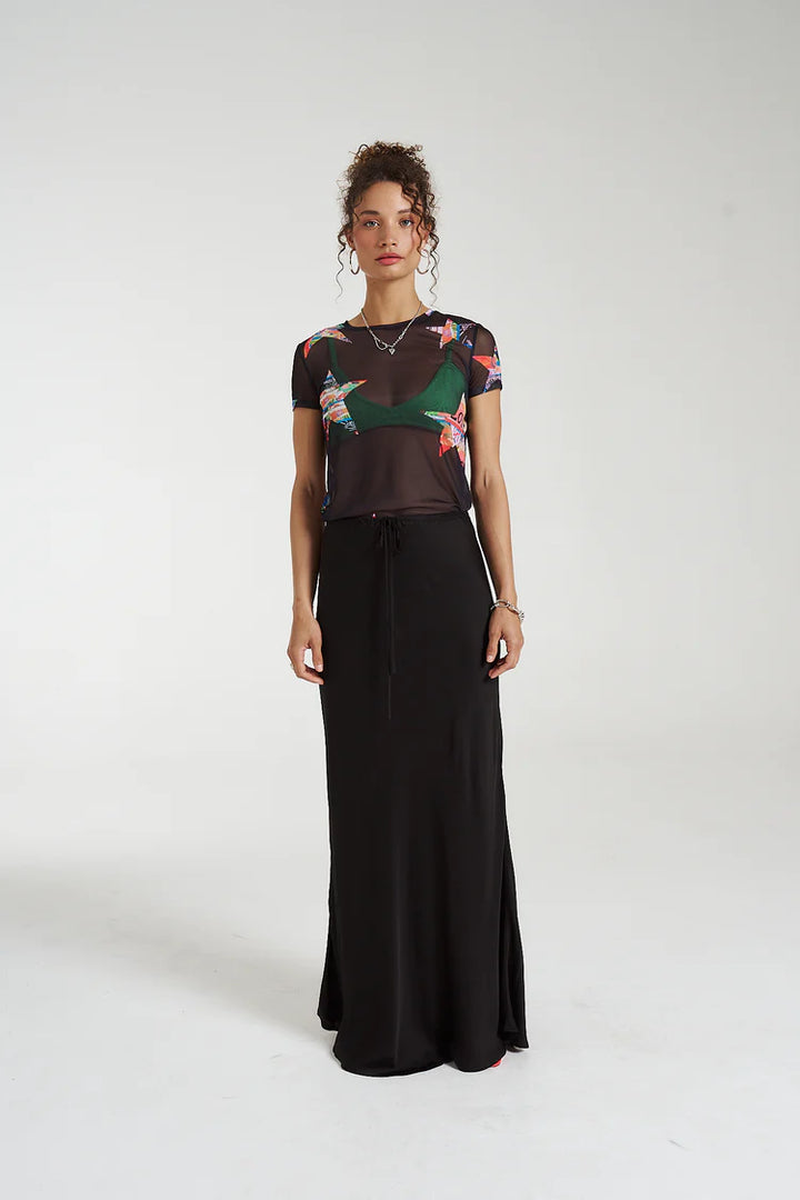 Maxi Bias Skirt - Midnight Black