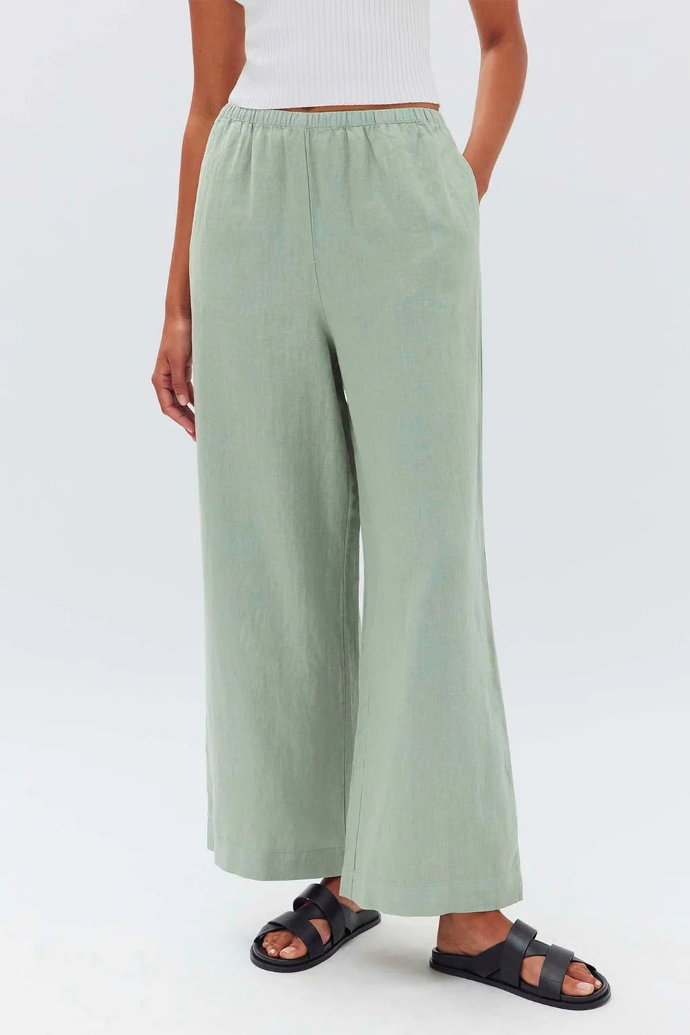 Stella Linen Pant Nettle Mali Lane Boutique