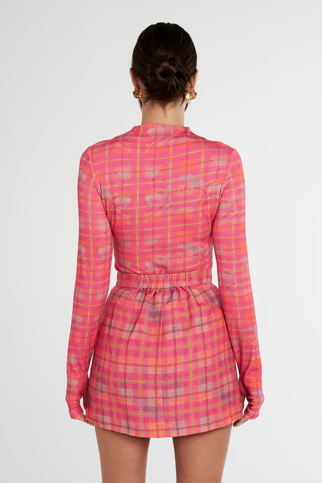 Long Sleeve Skivvy - Neon Plaid