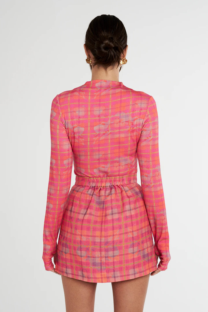 Long Sleeve Skivvy - Neon Plaid