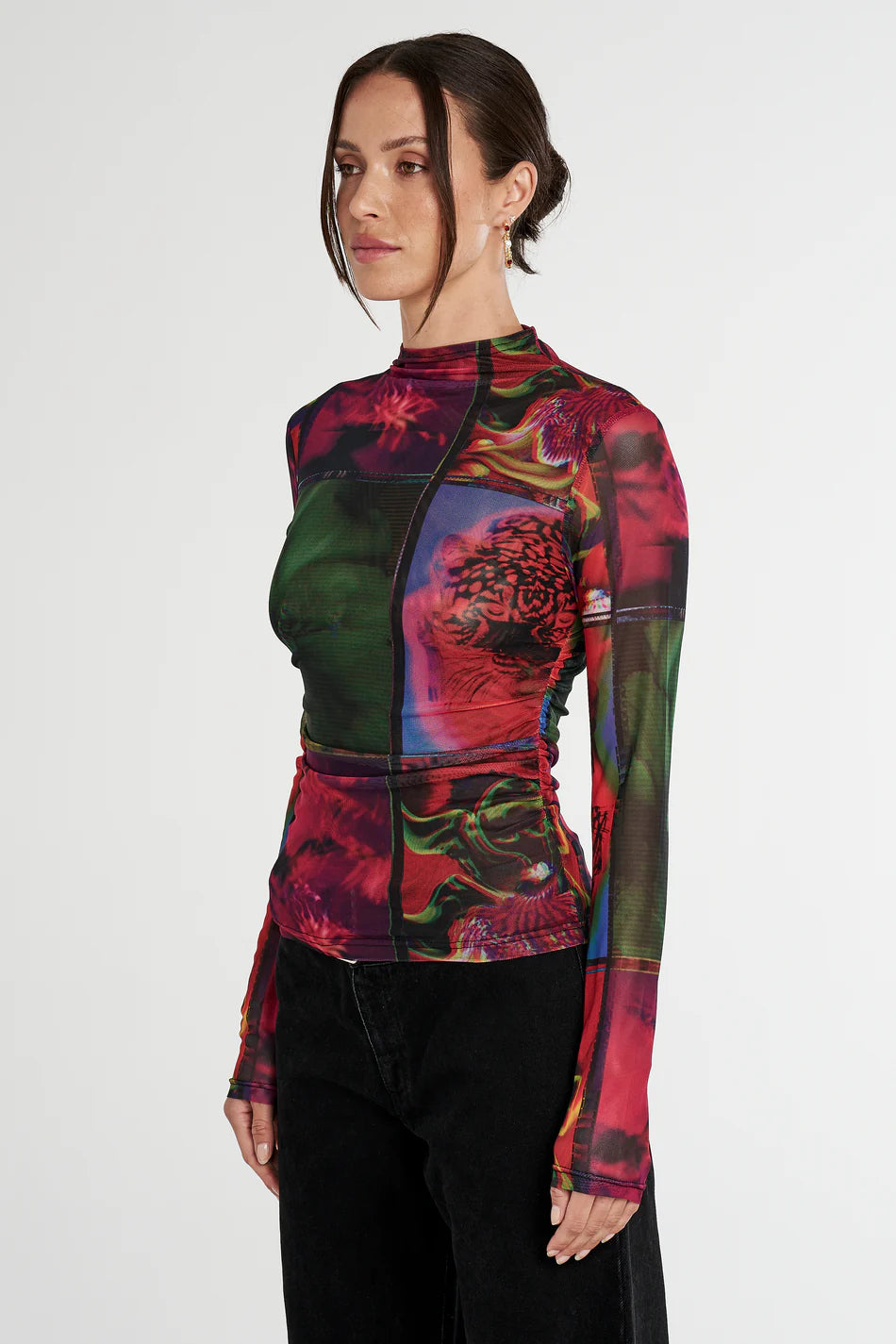 Summi LS Ruched High Neck Top