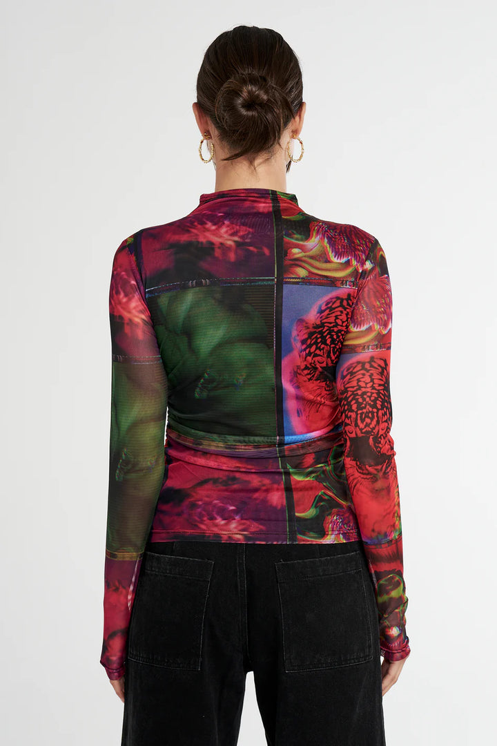 Summi LS Ruched High Neck Top