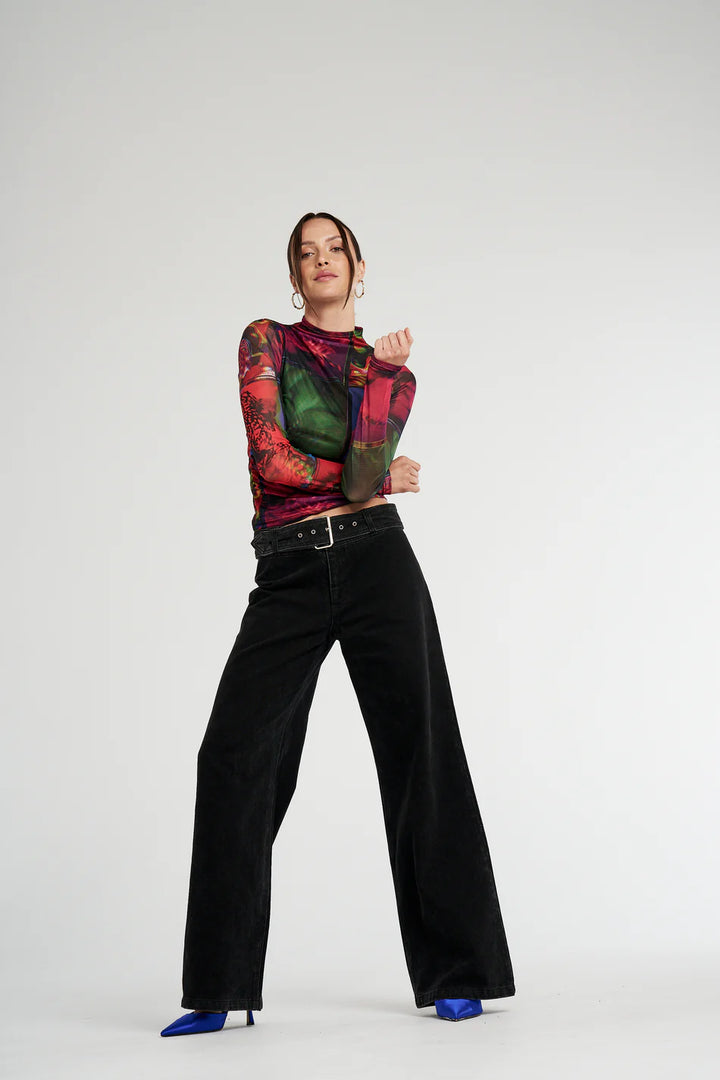 Summi LS Ruched High Neck Top