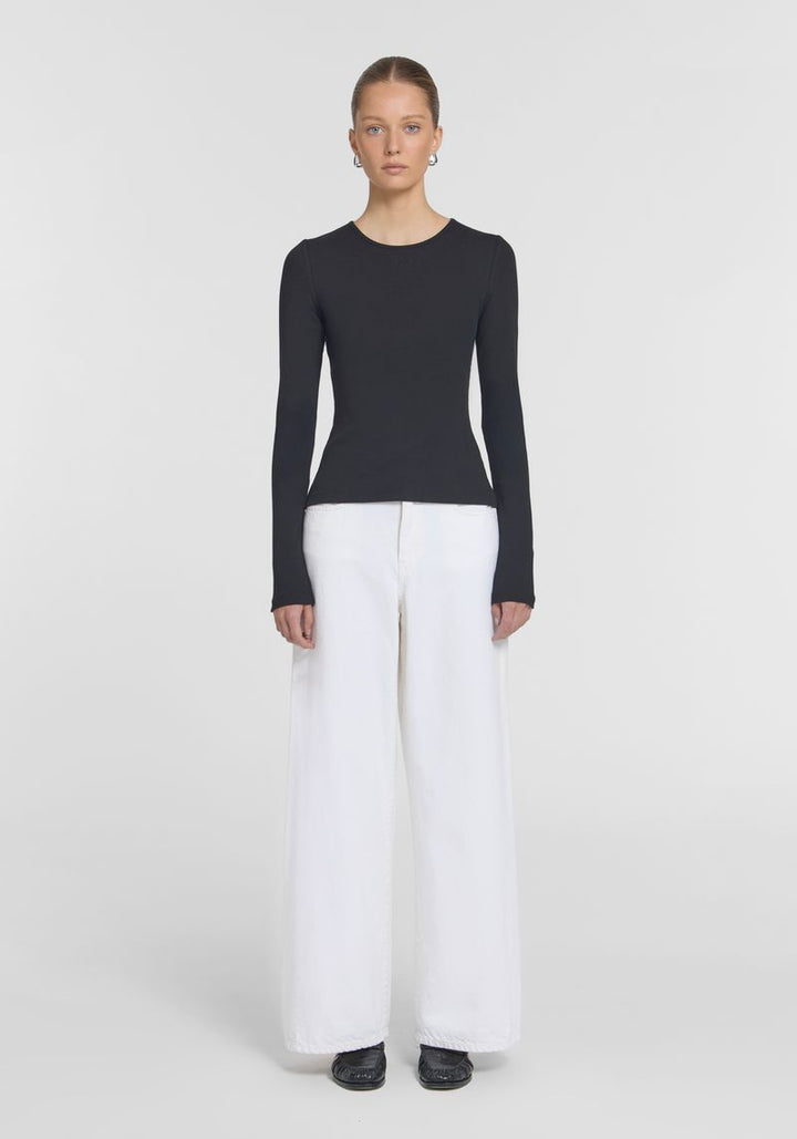 Woods Rib Long Sleeve Tee - Black