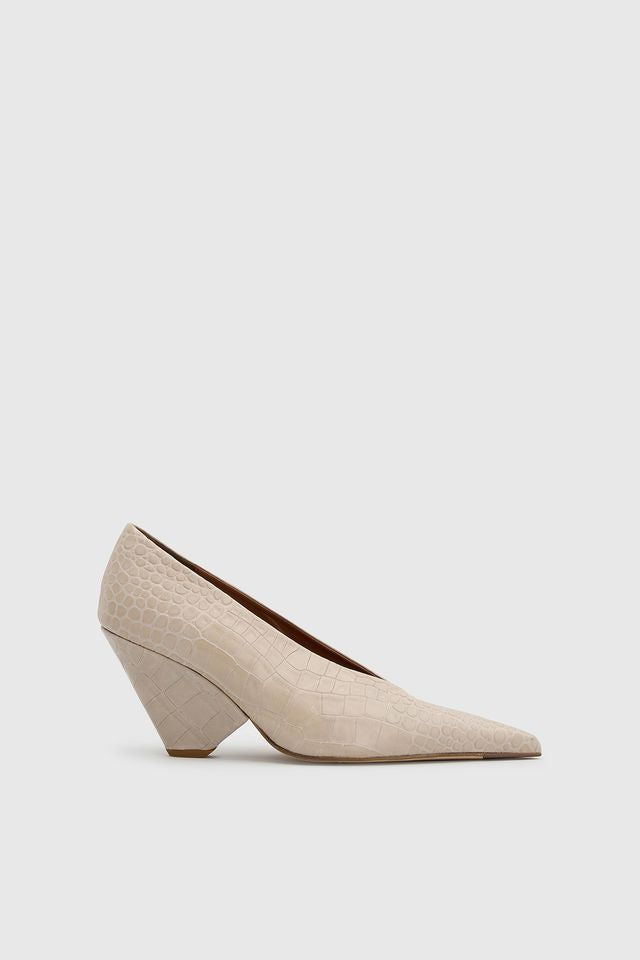 Rhys Croc Pump - Cream